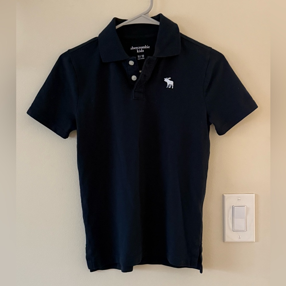 {Abercrombie Kids}-Size 11/12-Boys Navy Icon Picque Polo